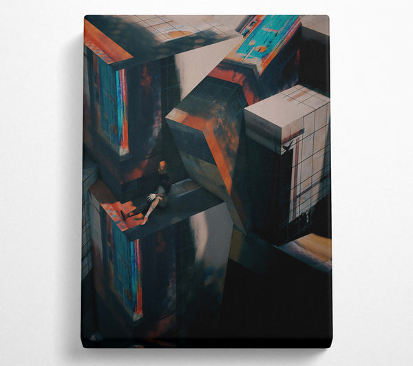  A Canvas Print of Orange Geometric Solitude Canvas Print