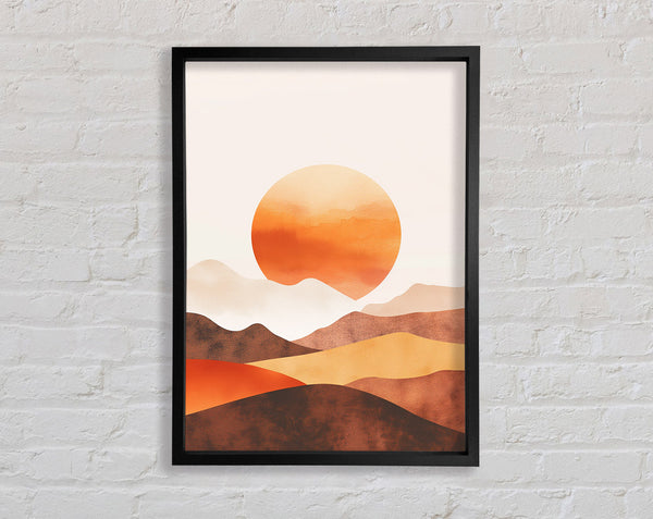 Sun In The Hills Watercolour Framed Print