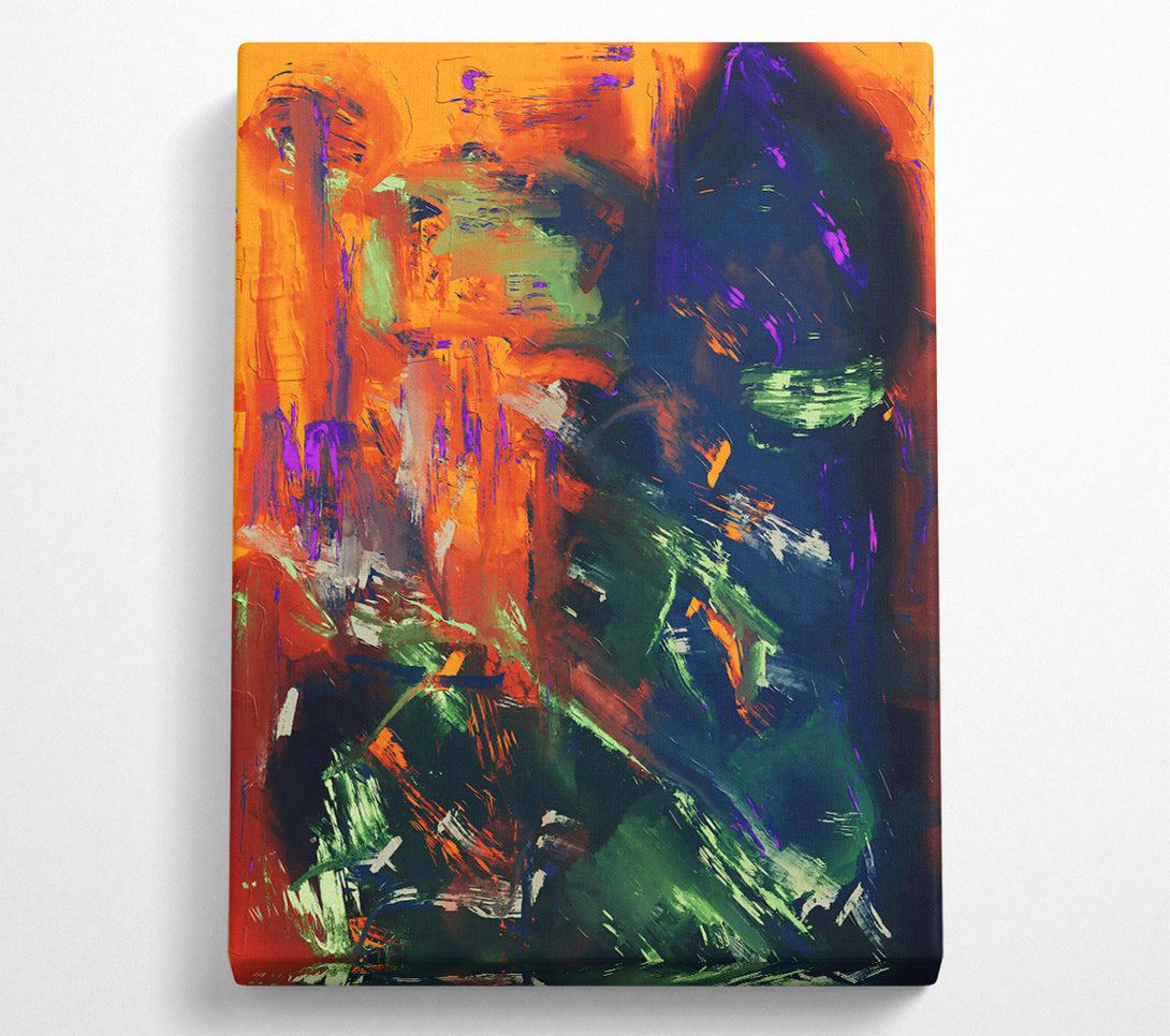  A Canvas Print of Orange Abstract Expressionism Canvas Art