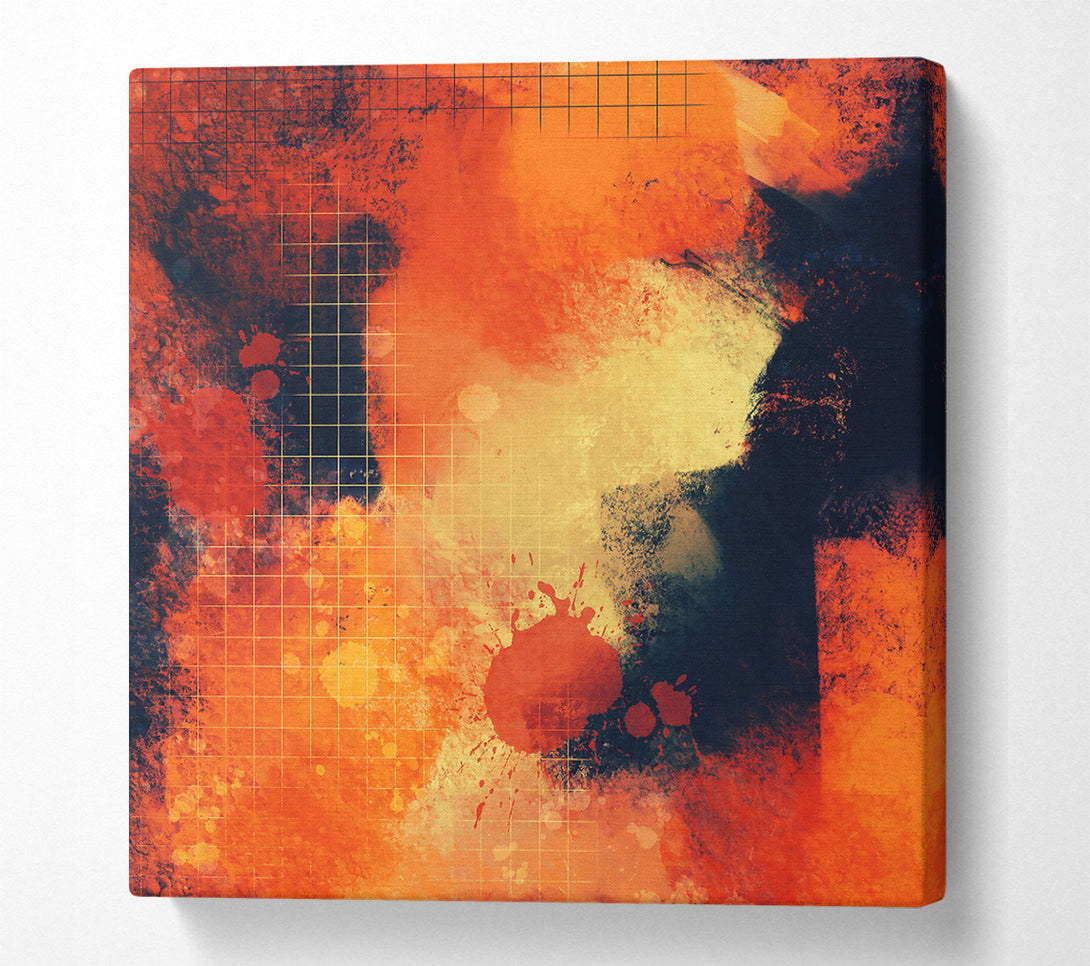  A Canvas Print of Crimson Grid Splashes Canvas Wall Art