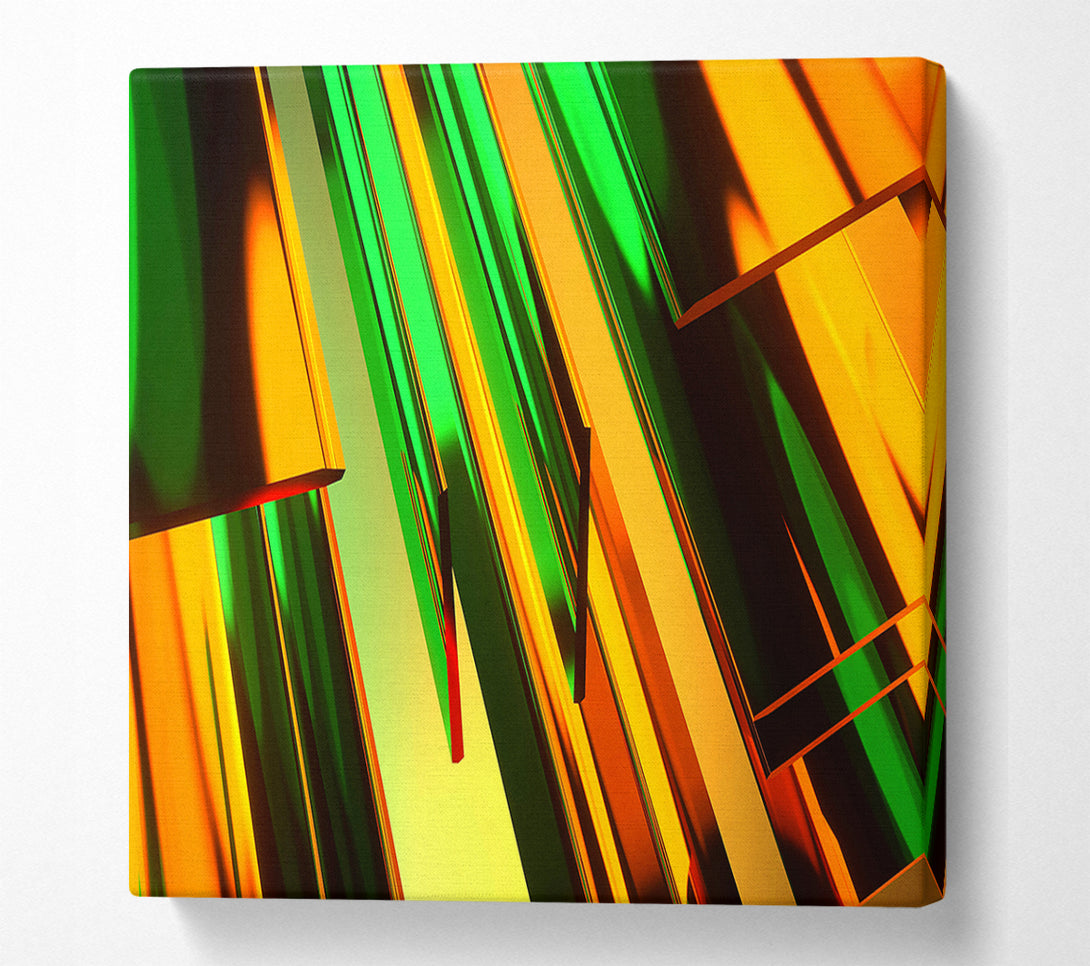  A Canvas Print of Golden Green Slats Canvas Art