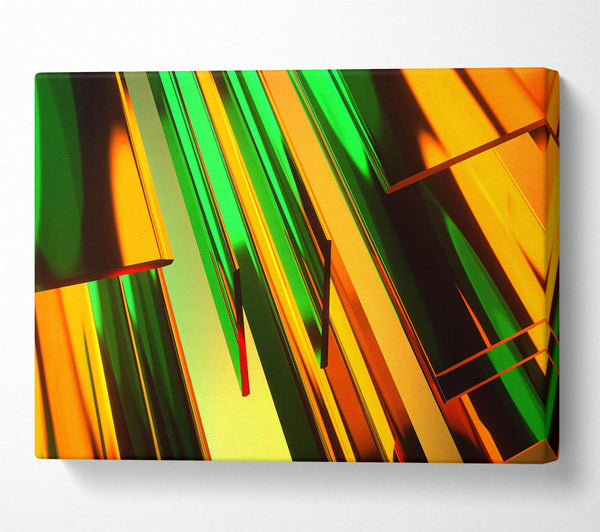 A Canvas Print of Golden Green Slats Canvas Art