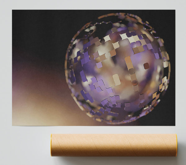 Purple Pixel Sphere Giclee Print