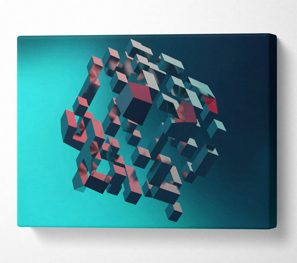  A Canvas Print of Teal Block Collapse Canvas Print
