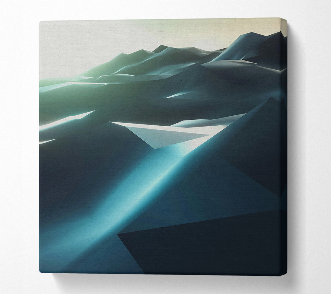  A Canvas Print of Teal Geometric Peaks Canvas Print