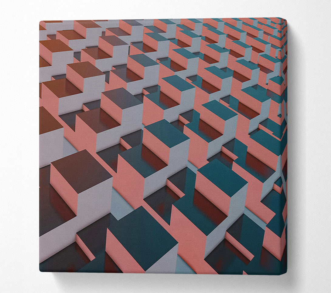  A Canvas Print of Coral Geometric Pattern Canvas Wall Art