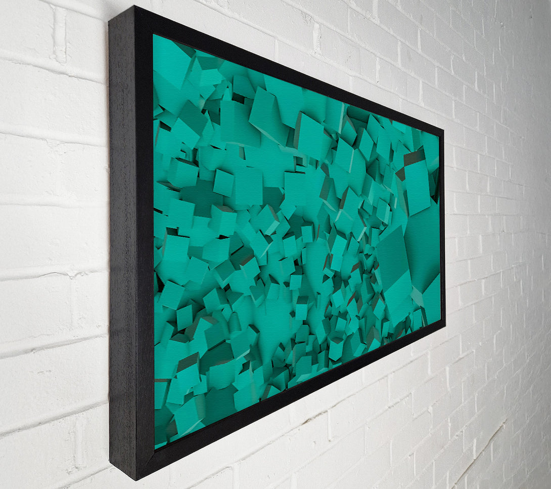  A Canvas Print of Teal Cube Cascade Canvas Wall Art