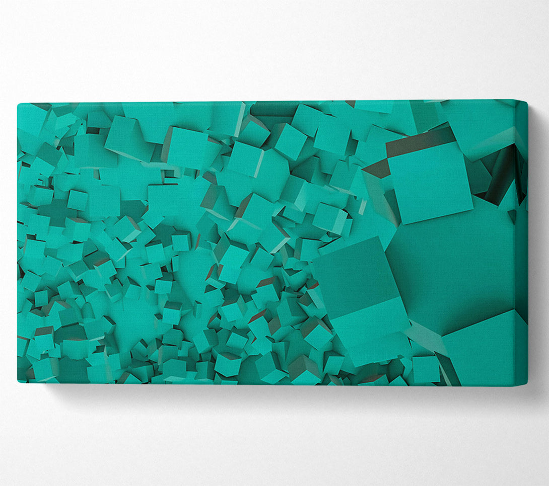 A Canvas Print of Teal Cube Cascade Canvas Wall Art