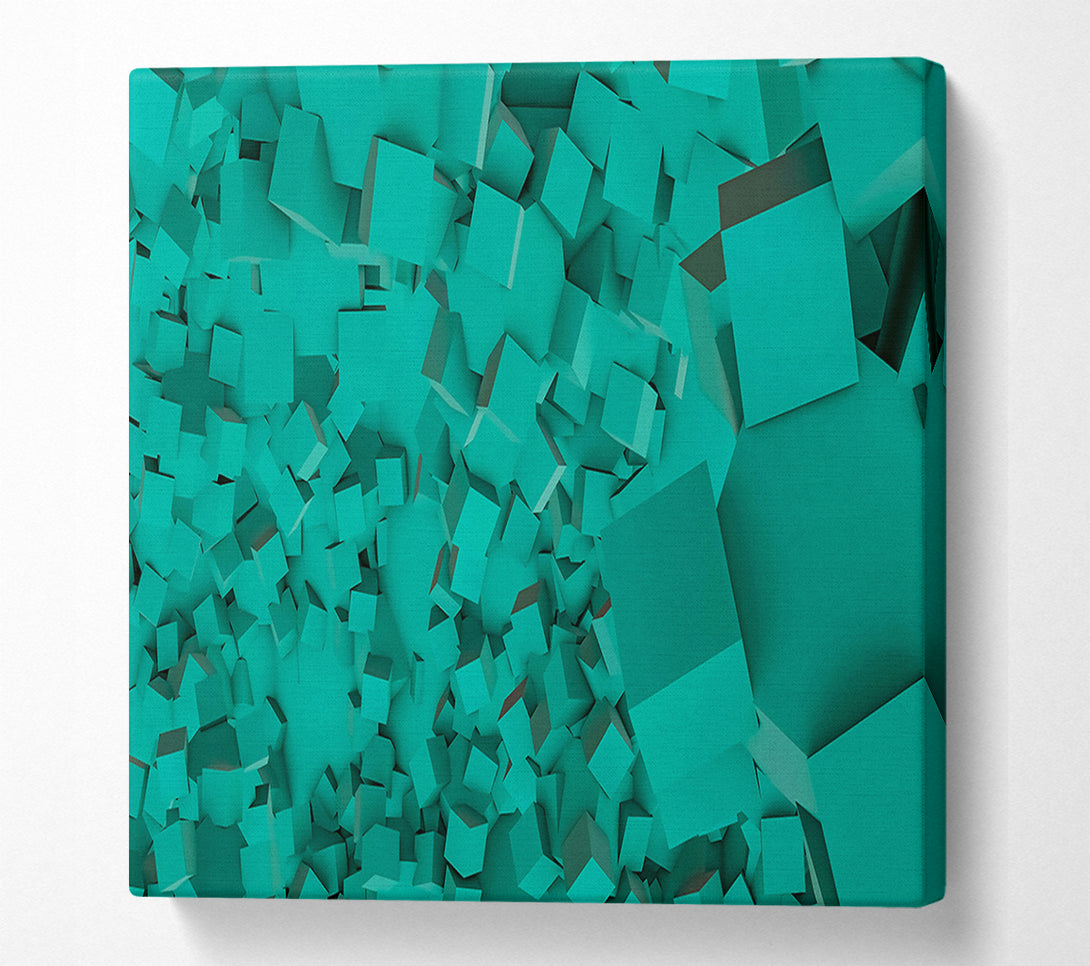  A Canvas Print of Teal Cube Cascade Canvas Wall Art