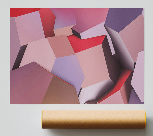 Crimson Geometric Forms Giclee Print