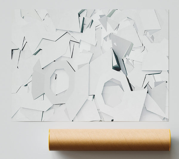 White Geometric Abstract Giclee Print