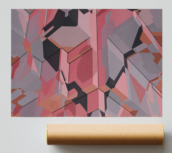 Crimson Geometric Pattern Poster