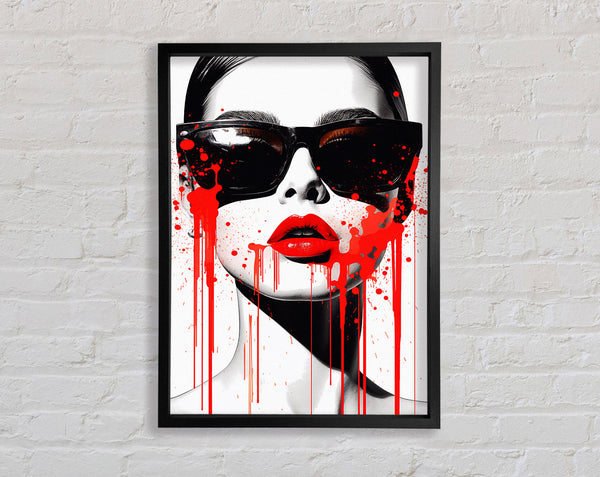 Sunglasses Fashion Red Splash Framed Print
