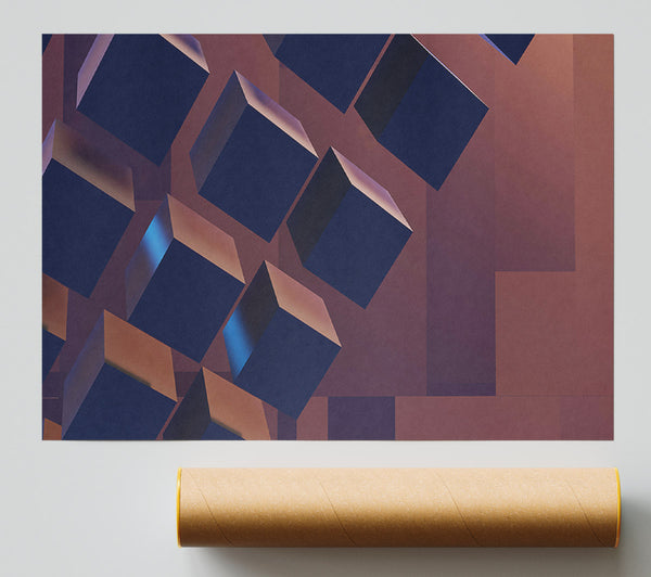 Indigo Cube Cascade Print