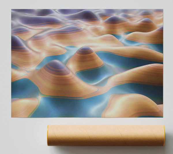 Golden Liquid Landscape Giclee Print