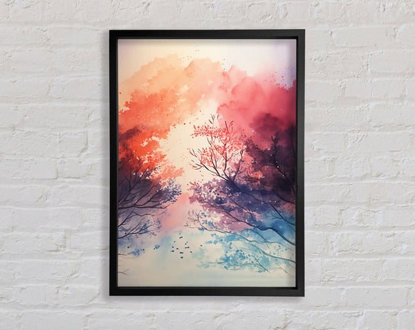 Sunset Forest Watercolour Framed Print