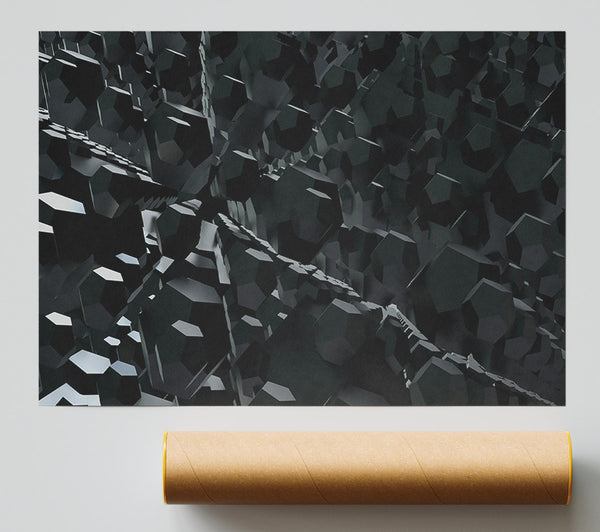 Black Geometric Abyss Poster
