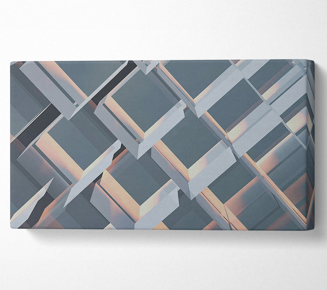  A Canvas Print of Azure Geometric Interplay Canvas Wall Art