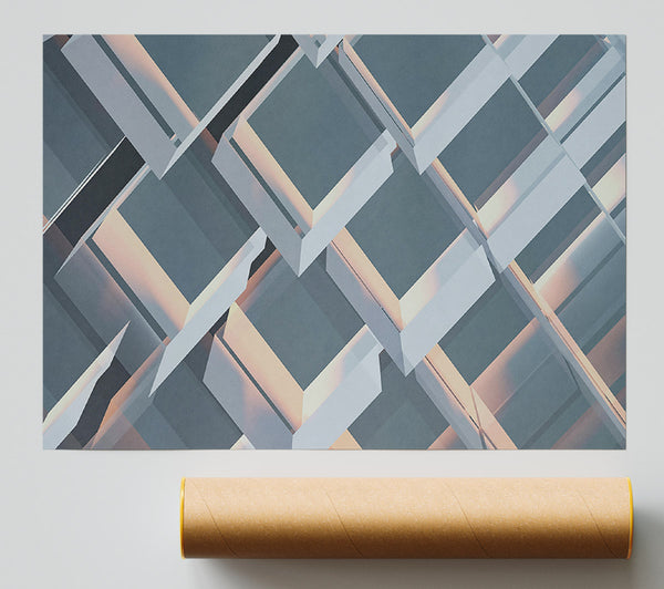 Azure Geometric Interplay Poster