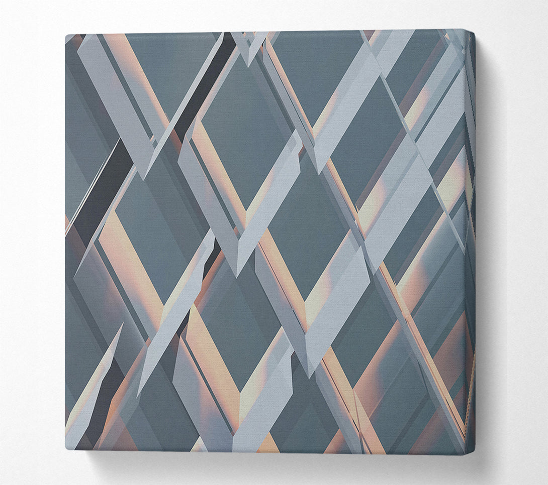  A Canvas Print of Azure Geometric Interplay Canvas Wall Art