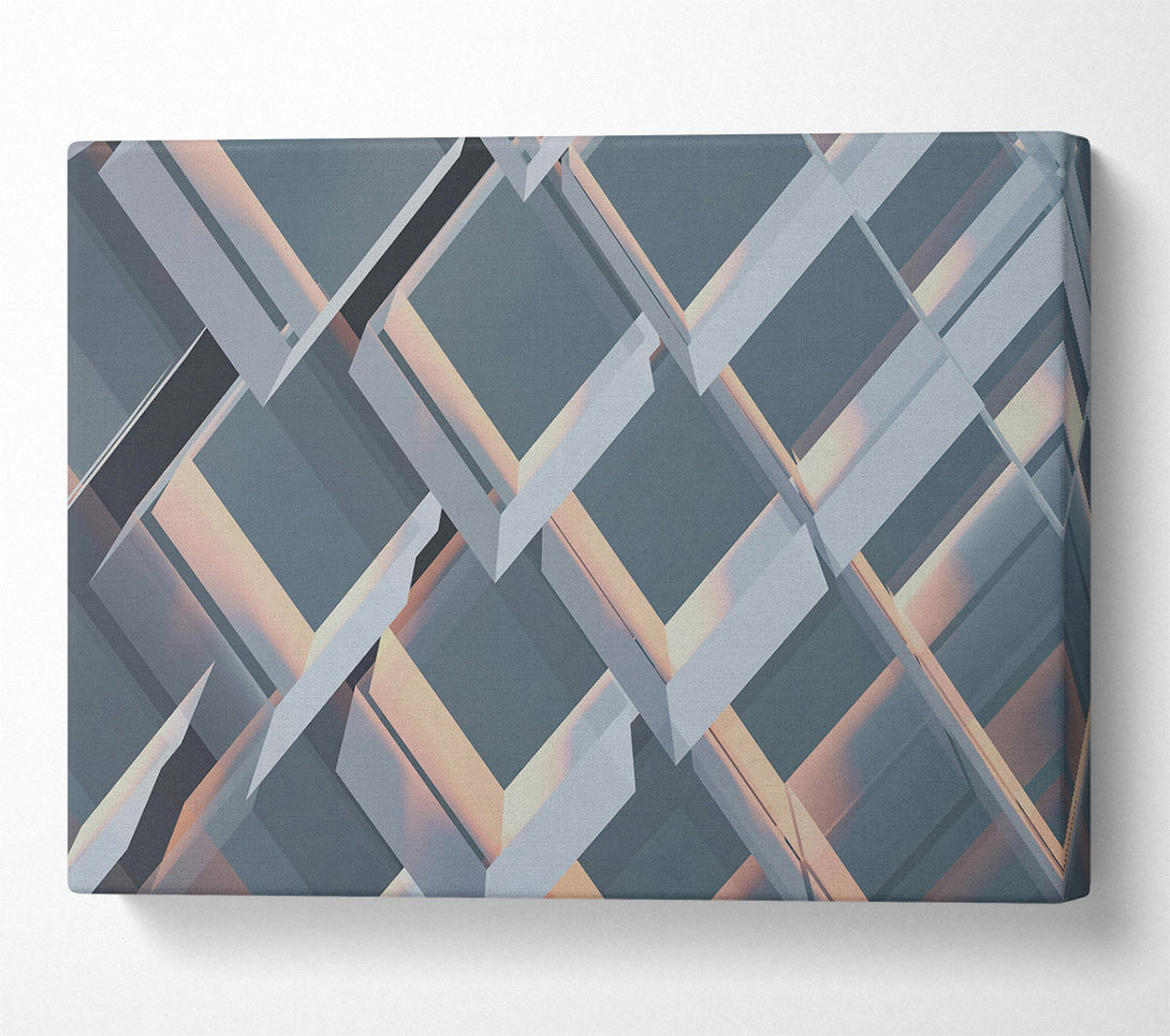 A Canvas Print of Azure Geometric Interplay Canvas Wall Art