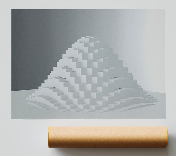 White Pixel Pyramid Poster