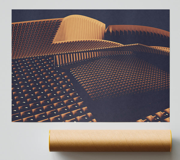 Amber Geometric Landscape Print