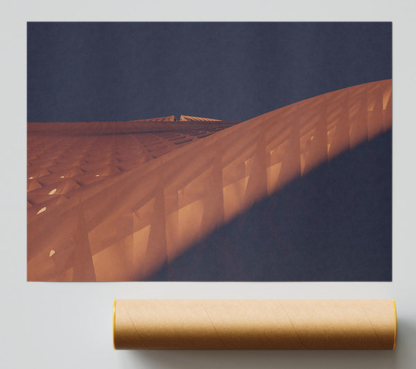 Crimson Geometric Landscape Giclee Print