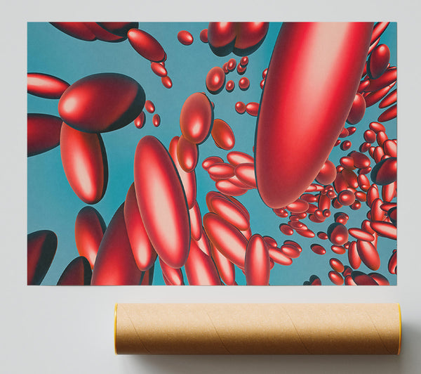 Crimson Floating Forms. Print