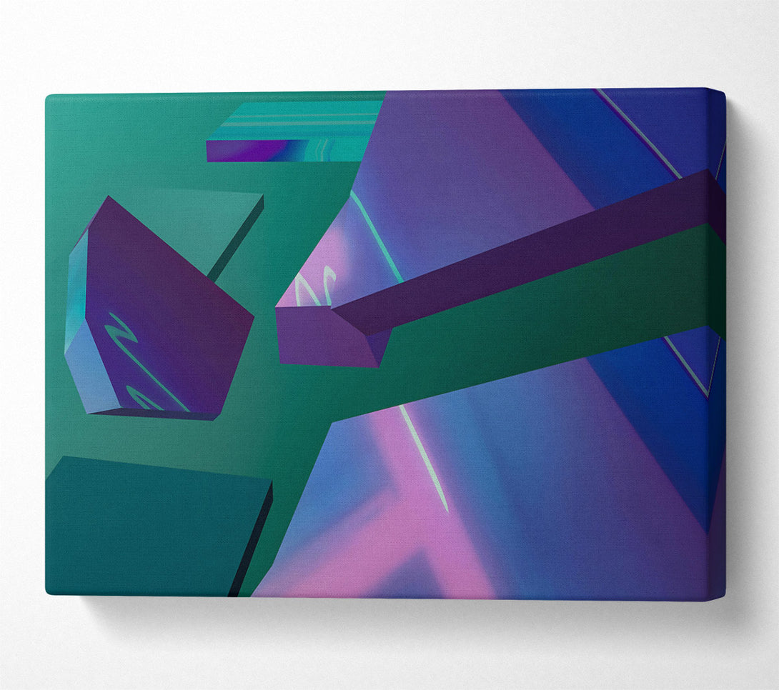  A Canvas Print of Teal Geometric Abstract Canvas Art