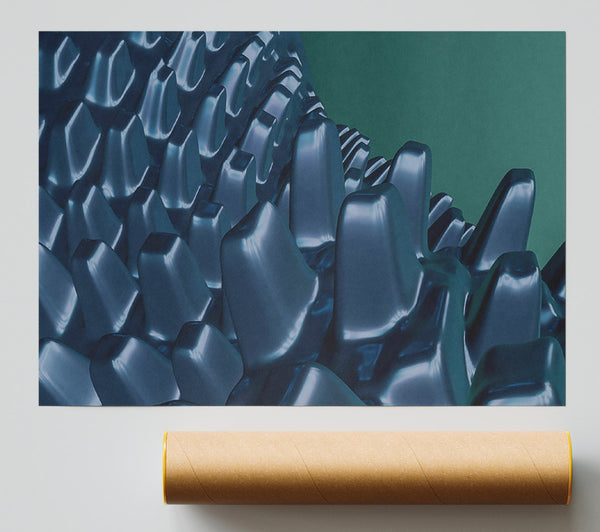 Teal Abstract Peaks Giclee Print