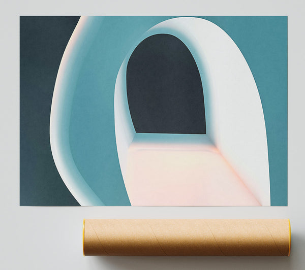 Teal Abstract Archway Print