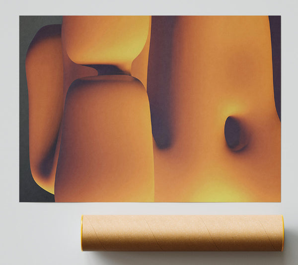 Amber Abstract Forms Giclee Print