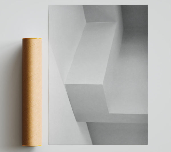 White Geometric Shadows Poster