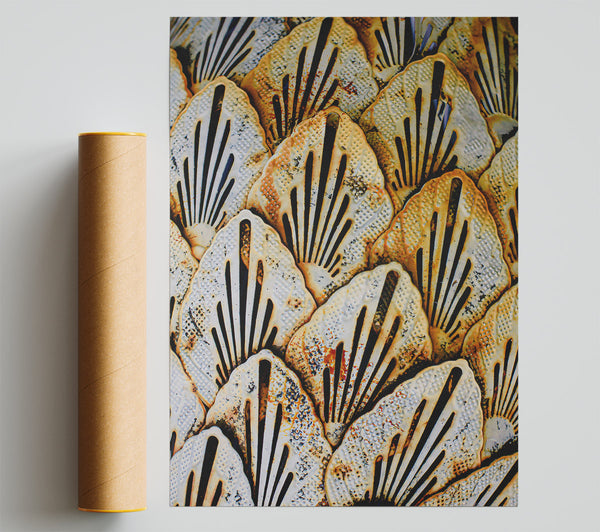 Rust-Colored Fan Pattern Giclee Print