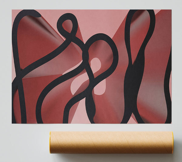 Crimson Curving Forms. Poster