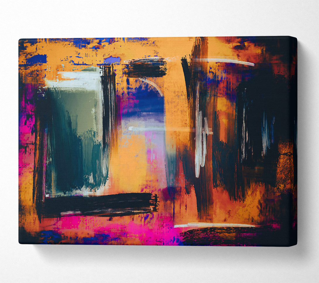  A Canvas Print of Orange Abstract Strokes Canvas Wall Art