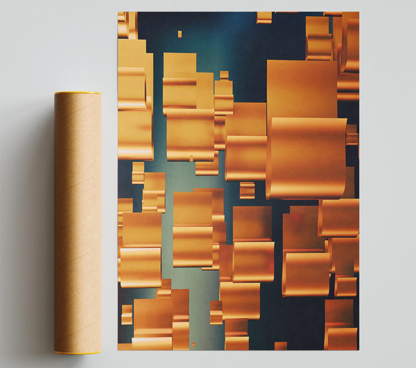 Amber Geometric Forms Poster