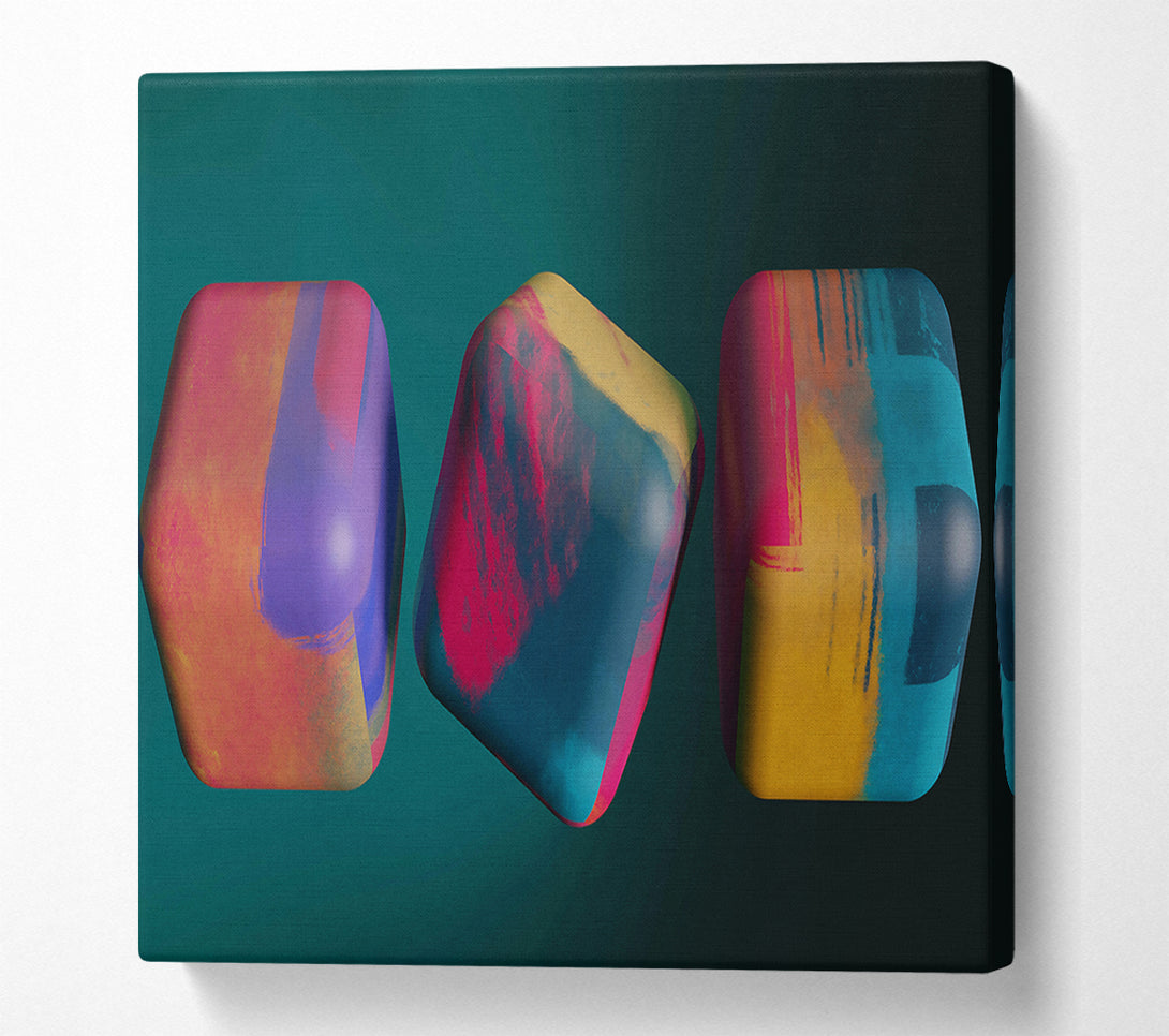  A Canvas Print of Teal Abstract Cubes Canvas Print