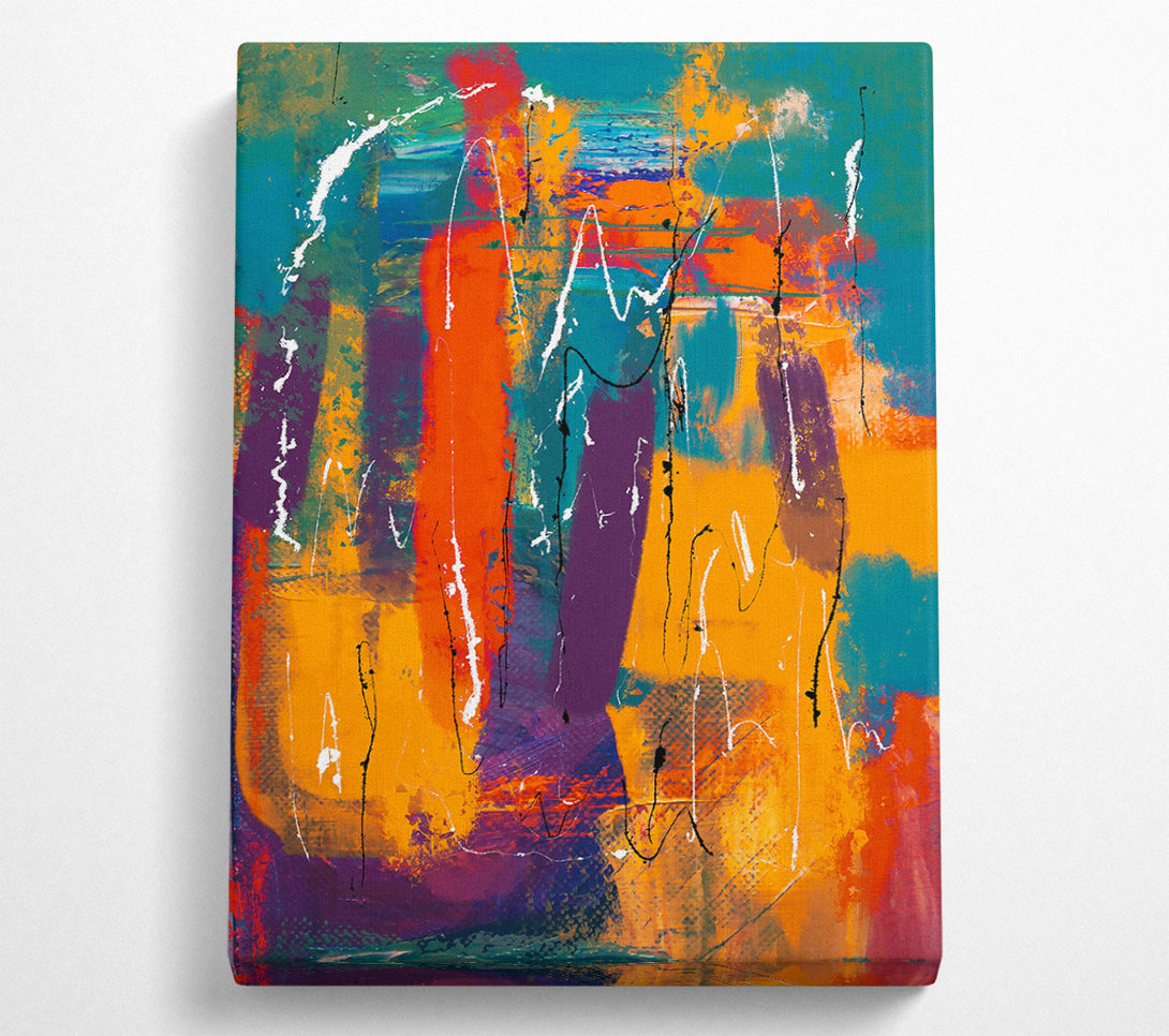 A Canvas Print of Orange Abstract Expressionism Canvas Art