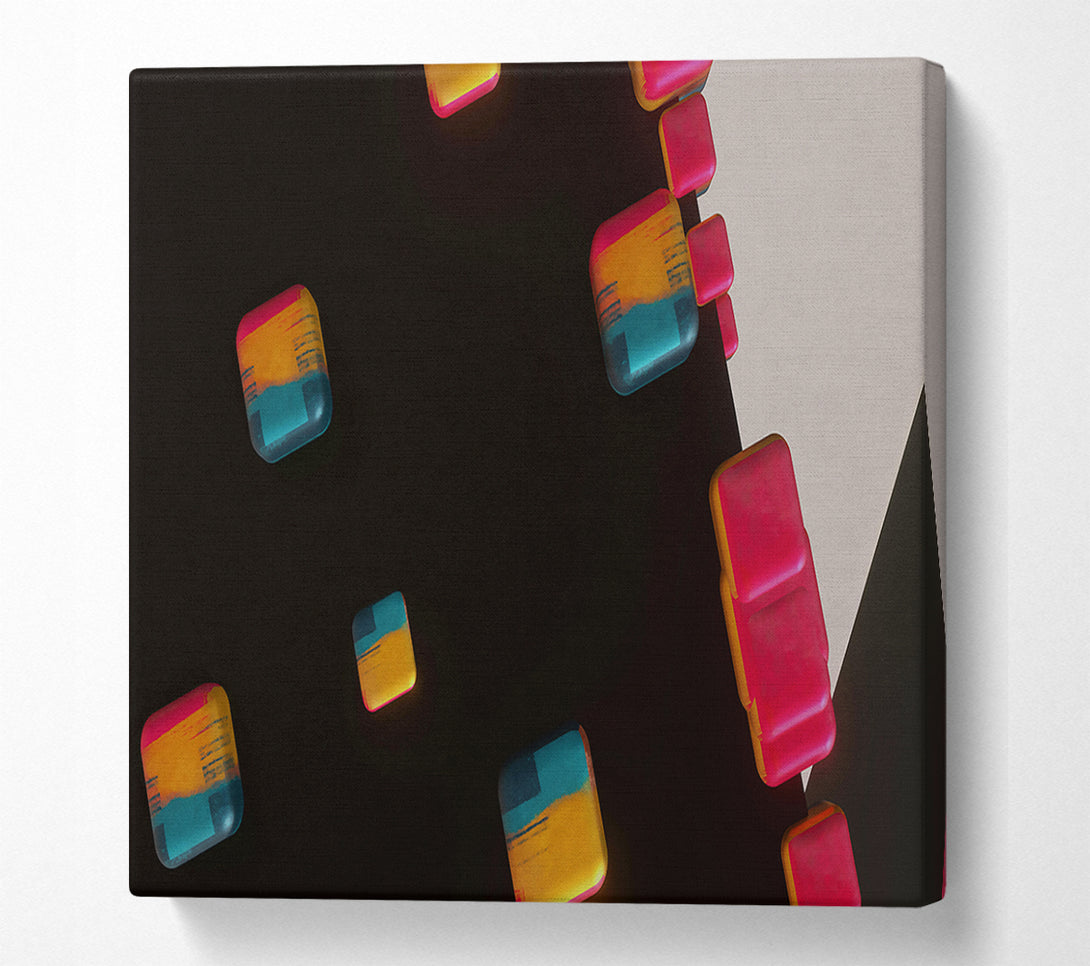  A Canvas Print of Orange Pixel Cascade Canvas Art