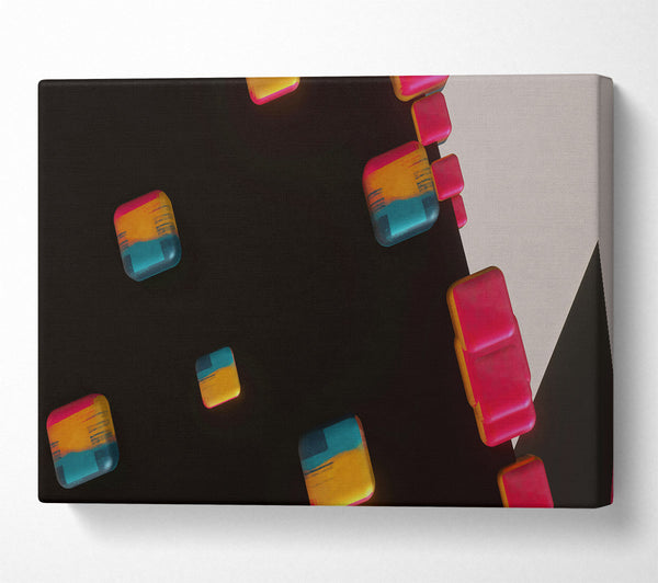  A Canvas Print of Orange Pixel Cascade Canvas Art