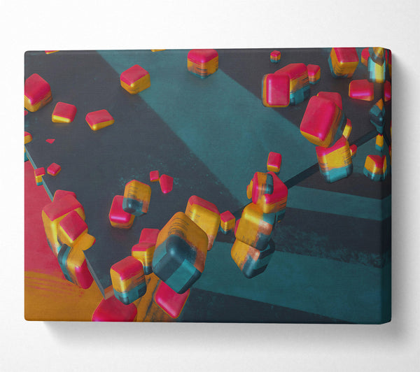  A Canvas Print of Teal Geometric Abstractions Canvas Wall Art