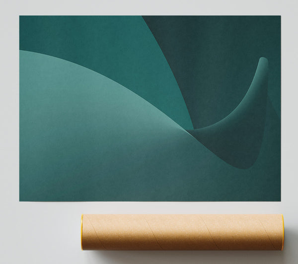 Teal Abstract Curves Poster