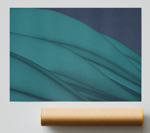 Teal Flowing Forms Print