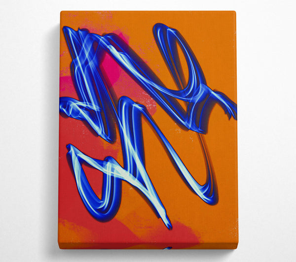  A Canvas Print of Blue On Orange Swirls Canvas Art