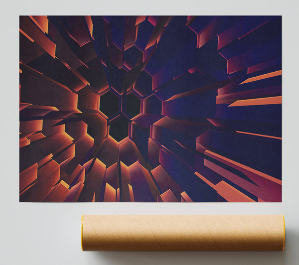 Crimson Hexagon Tunnel Print