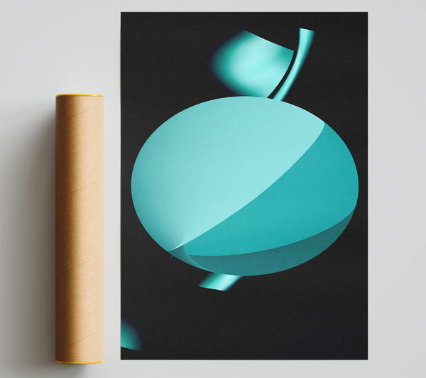 Teal Abstract Sphere Giclee Print
