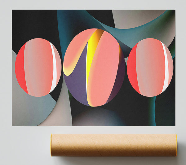 Salmon Swirls & Spheres Print