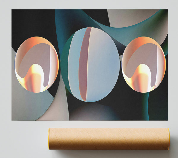 Teal Sphere Symphony Poster